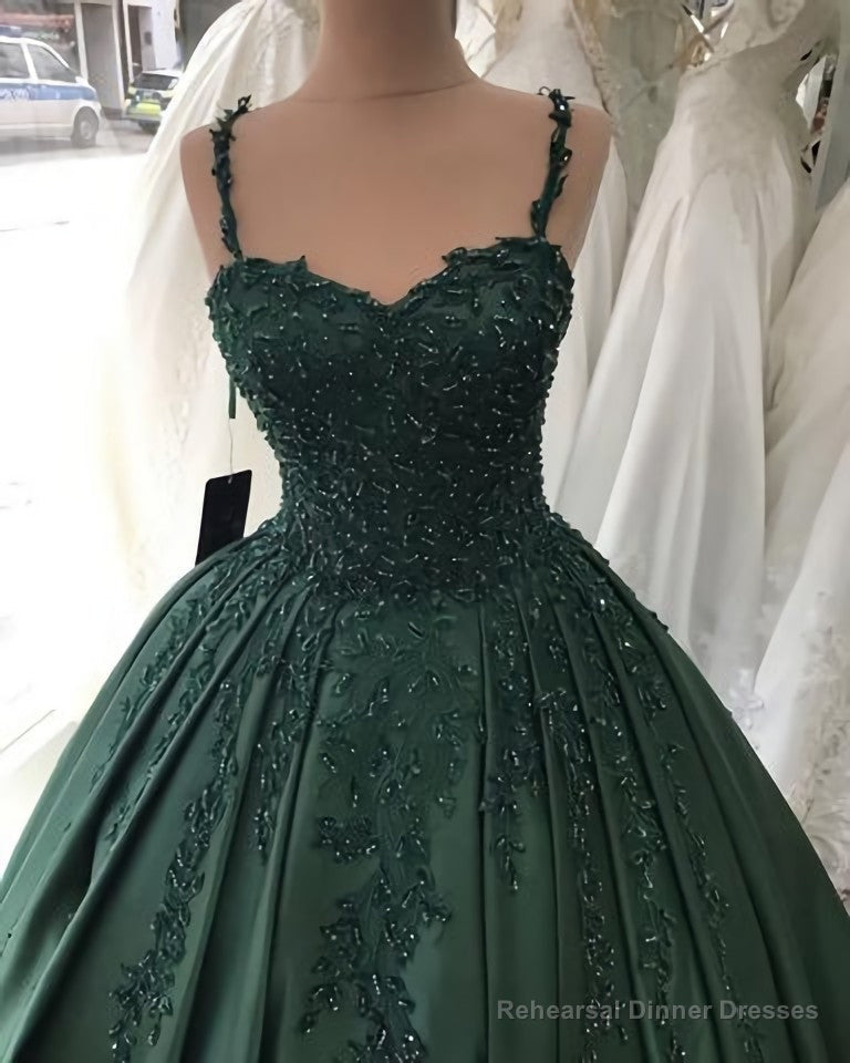 Spaghetti Straps Quinceanera Dresses, Sweetheart Ball Gown Lace Beaded Secondary image