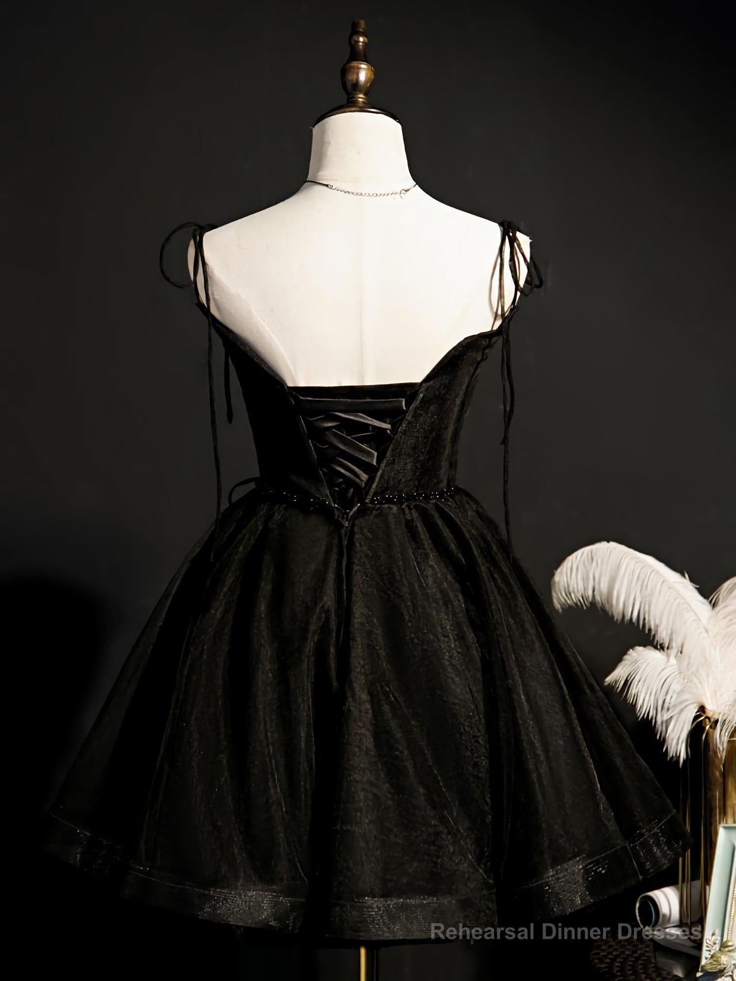 Black Straps Tulle Short Homecoming Dress, Prom Dress, Little Black Party Dresses Secondary image