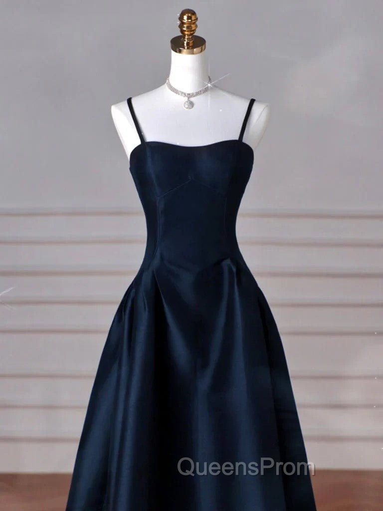 Dreamy Dark Blue Spaghetti Straps Satin Evening Prom Dress Secondary image
