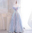 Dreamy Gradient Light Purple A-Line Off-The-Shoulder Iridescent Sequined Tulle Long Classy Prom Dress