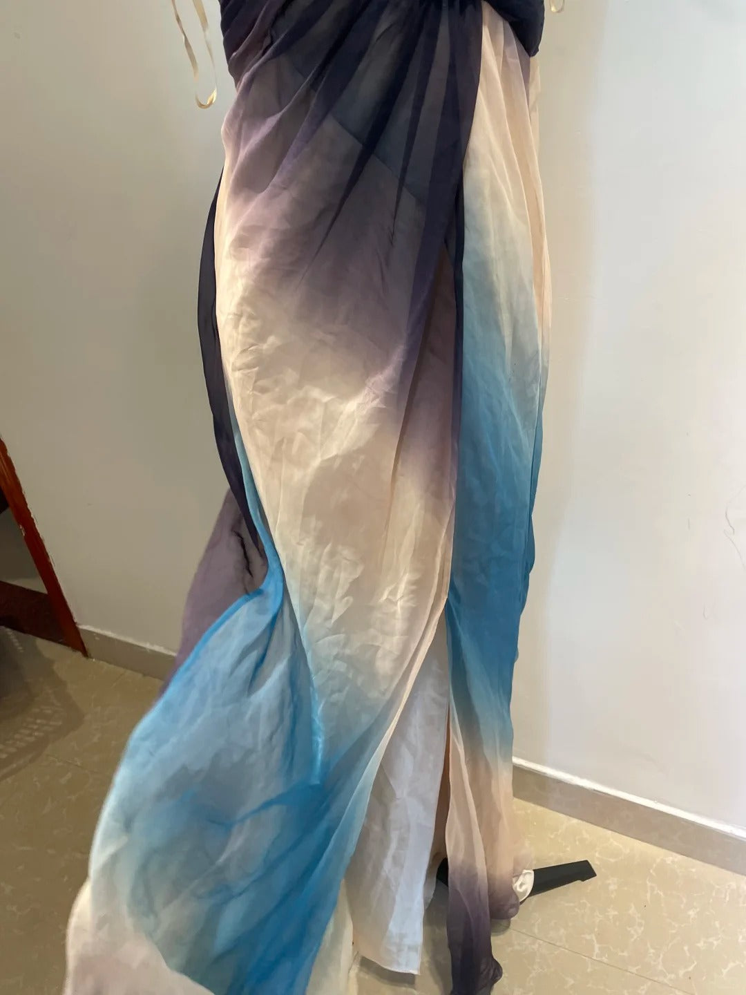 Dreamy Gradient Mermaid Halter Neck Beaded Chiffon Long Classy Prom Dress