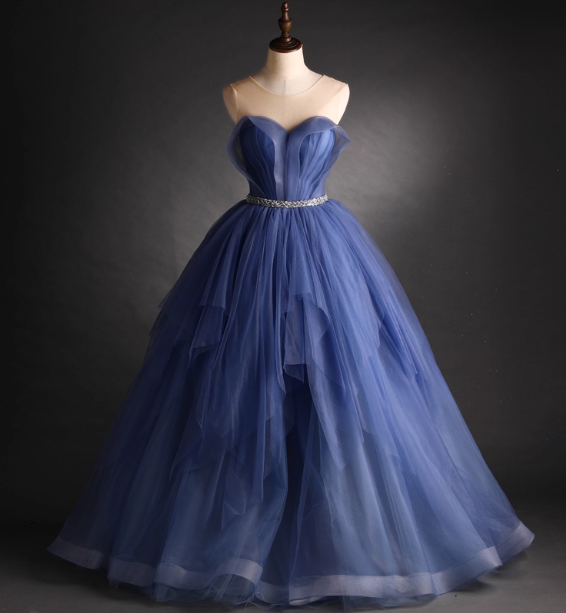 Dreamy Haze Blue Sweetheart Strapless Tulle Ball Gown Prom Dress Sweet 16 Dress Secondary image