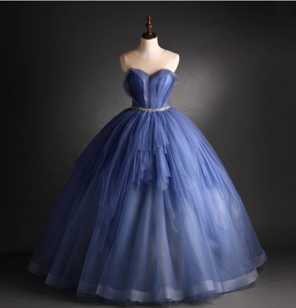 Dreamy Haze Blue Sweetheart Strapless Tulle Ball Gown Prom Dress Sweet 16 Dress Main image
