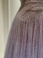 Dreamy Lavender A-Line Suspender Strap Pleated Tulle Long Classy Prom Dress