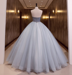 Dreamy Light Blue Strapless Tulle Ball Gown Prom Dress Sweet 16 Dress