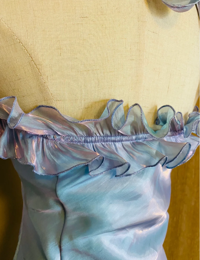 Dreamy Mermaid 3D Floral Ruffle Halter Neck Satin Long Classy Prom Dress
