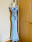 Dreamy Mermaid 3D Floral Ruffle Halter Neck Satin Long Classy Prom Dress