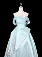 Dreamy Mint Light Blue A-Line Strapless Satin Classy Prom Dress