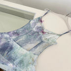 Dreamy Purple And Blue Gradient A-Line Spaghetti Strap Cake Chiffon Long Classy Prom Dress