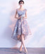 Cute Lace Round Neck Short Prom Dress Homecoming Dress