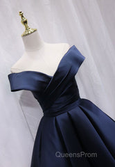 A-Line Satin Off the Shoulder Short Evening Prom Dress, Mini Evening Party Dress