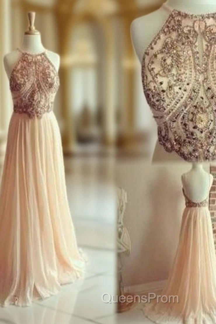 Dusty Pink Evening Dress Backless Bead Evening Prom Dress Main image