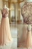Dusty Pink Evening Dress Backless Bead Evening Prom Dress