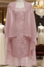 Dusty Pink Short Lace Mother Of The Bride Dress With Jacket Formal Evening Prom Gowns