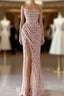 Dusty Pink Square Neck Sleeveless Mermaid Evening Prom Dress