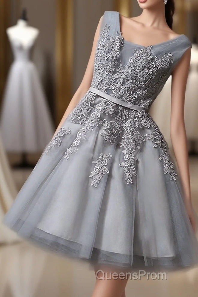 Cute A Line Tulle Lace Short Evening Prom Dress, Homecoming Dress Main image