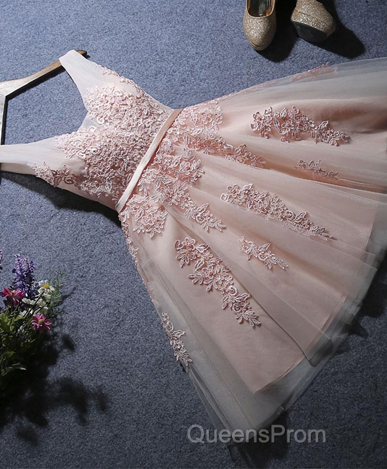 Cute A Line Tulle Lace Short Evening Prom Dress, Homecoming Dress