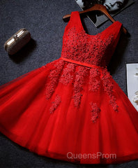 Cute A Line Tulle Lace Short Evening Prom Dress, Homecoming Dress