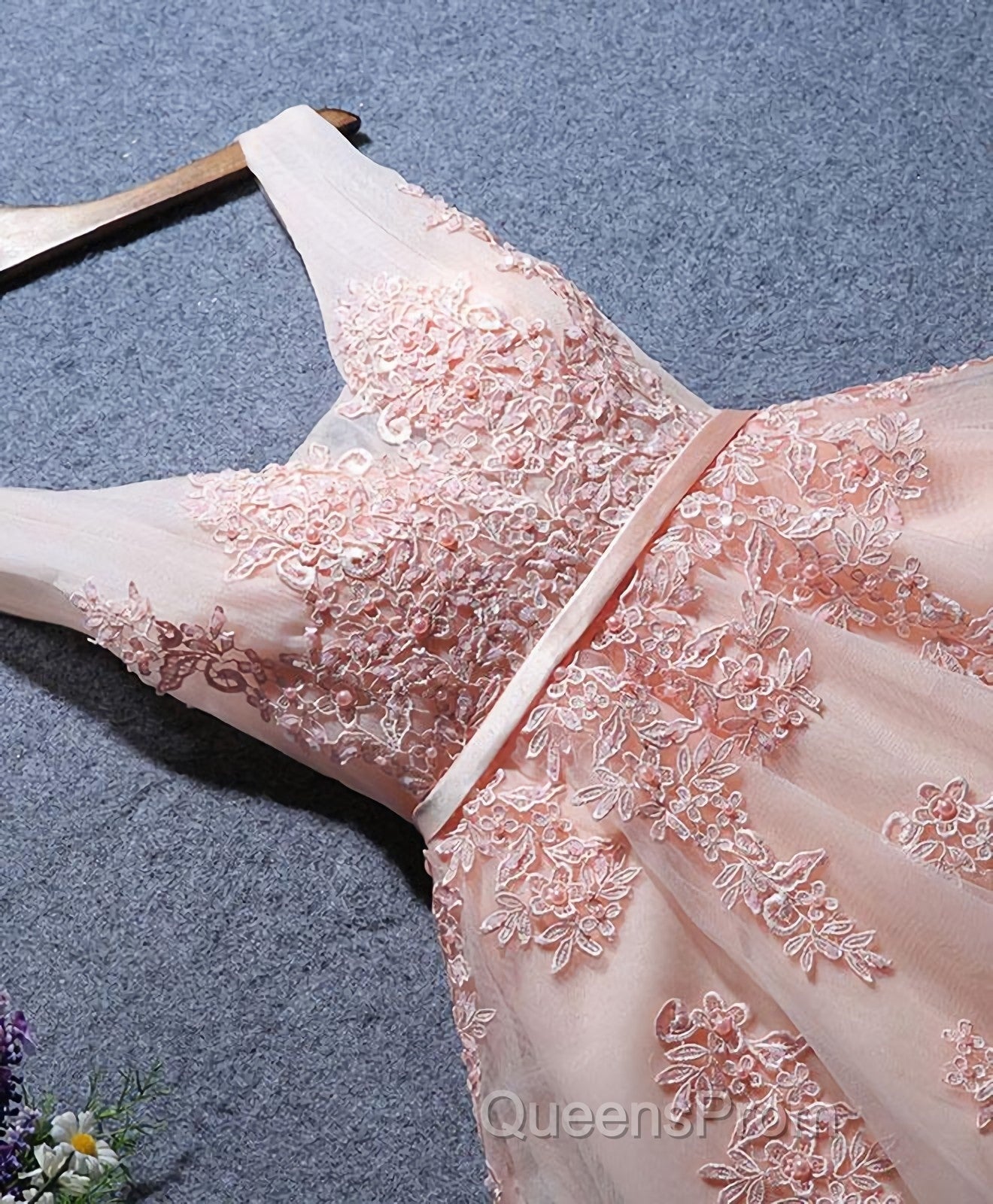 Cute A Line Tulle Lace Short Evening Prom Dress, Homecoming Dress Secondary image