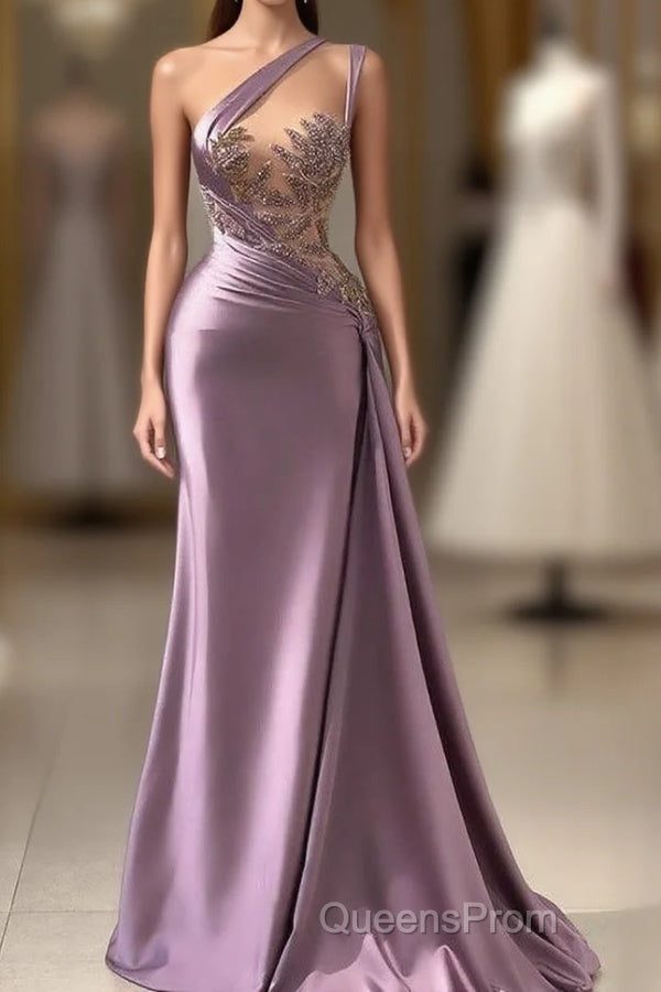 Sexy Purple Mermaid One-Shoulder Evening Prom Dress Main image