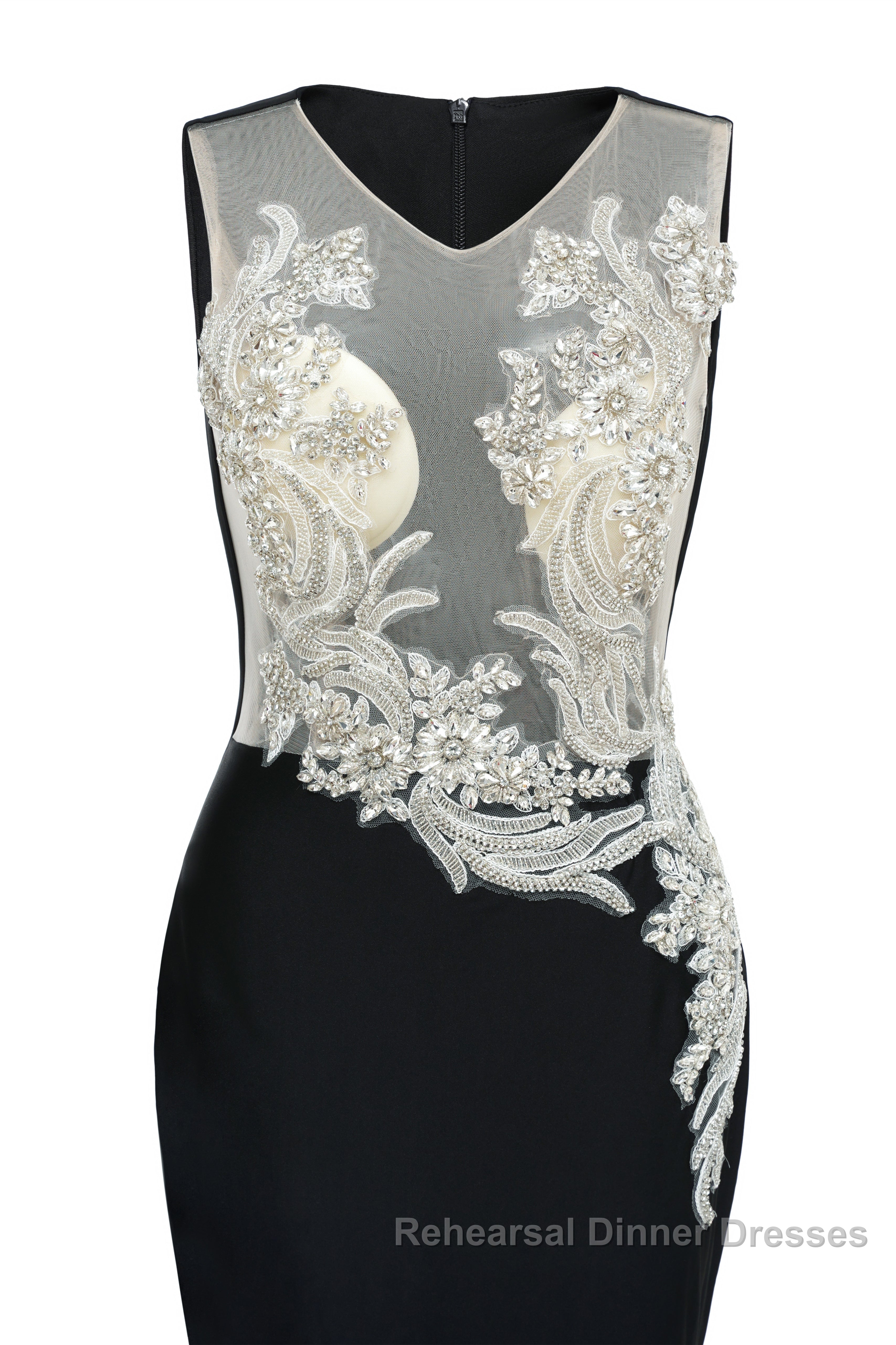 Portrait Trumpet Sweep Train Sleeveless Beading Evening Dresses
