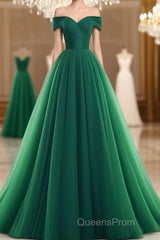 Tulle Off Shoulder Floor Length Party Dress, Long Evening Prom Dress, Evening Prom Dress