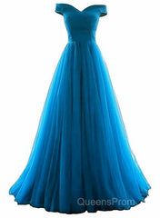 Tulle Off Shoulder Floor Length Party Dress, Long Evening Prom Dress, Evening Prom Dress