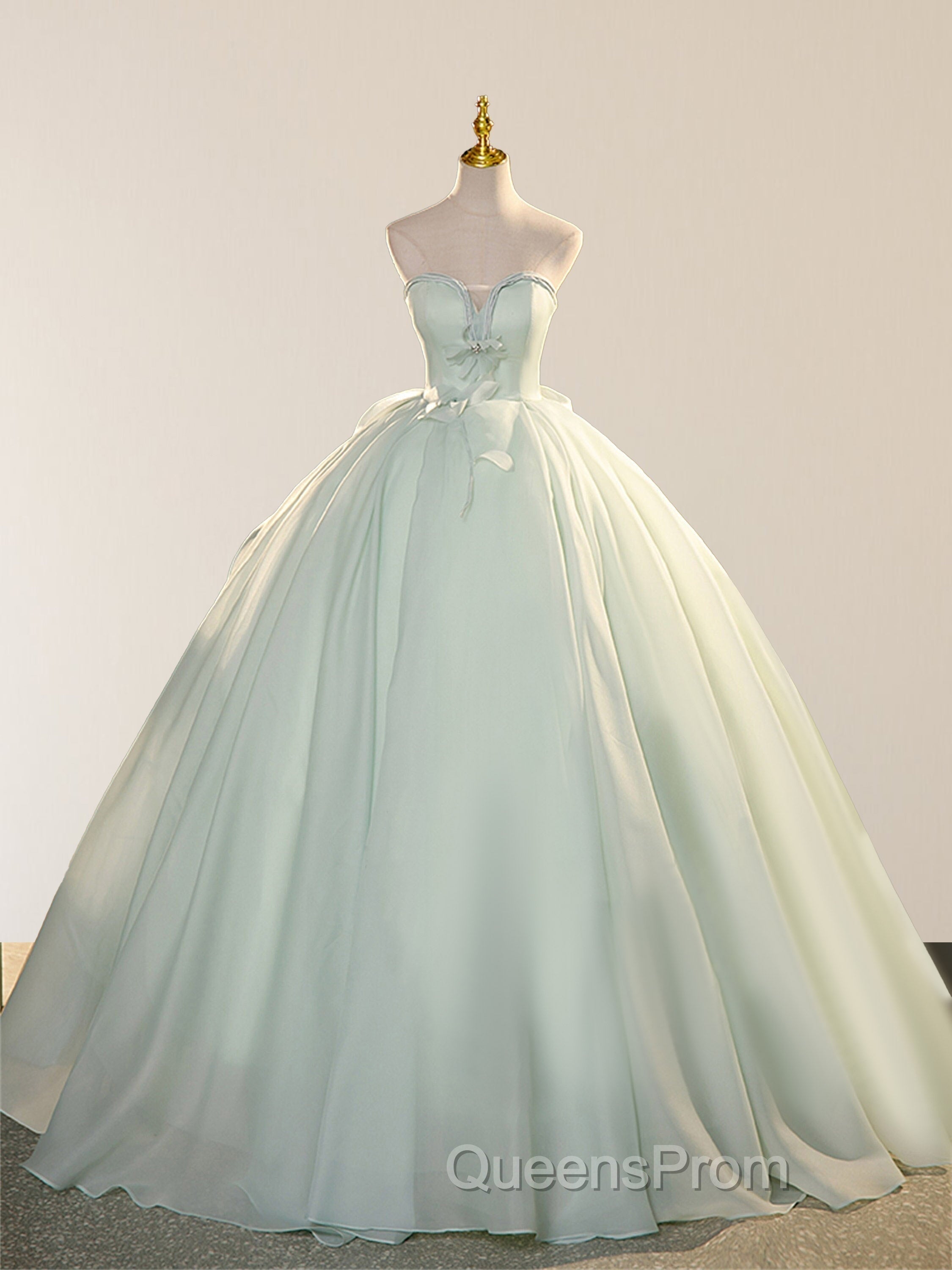 Elegant 3D Flowery Lace Sage Green Tulle Fairy Ball Gown Secondary image