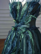 Elegant A Line Dark Green Tulle Long Classy Prom Dress