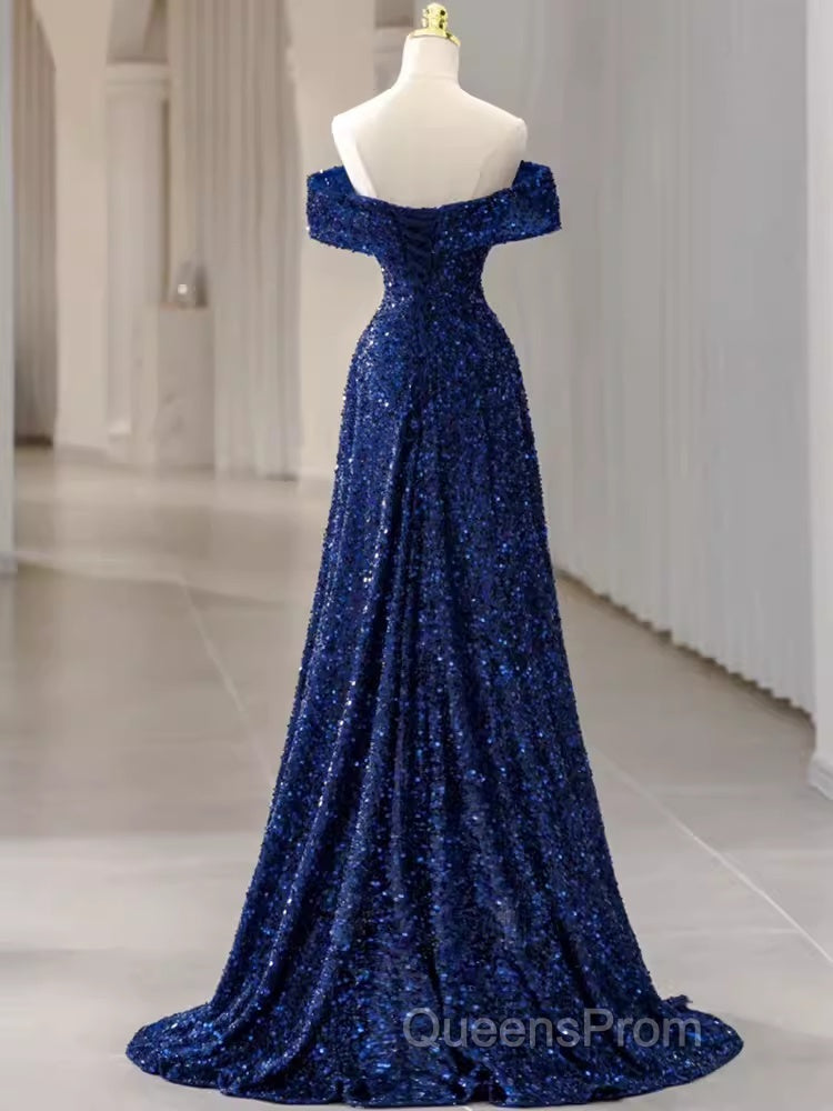 Elegant A Line Off The Shoulder Royal Blue Evening Prom Dress Formal Evening Dress Secondary image