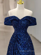 Elegant A Line Off The Shoulder Royal Blue Evening Prom Dress Formal Evening Dress