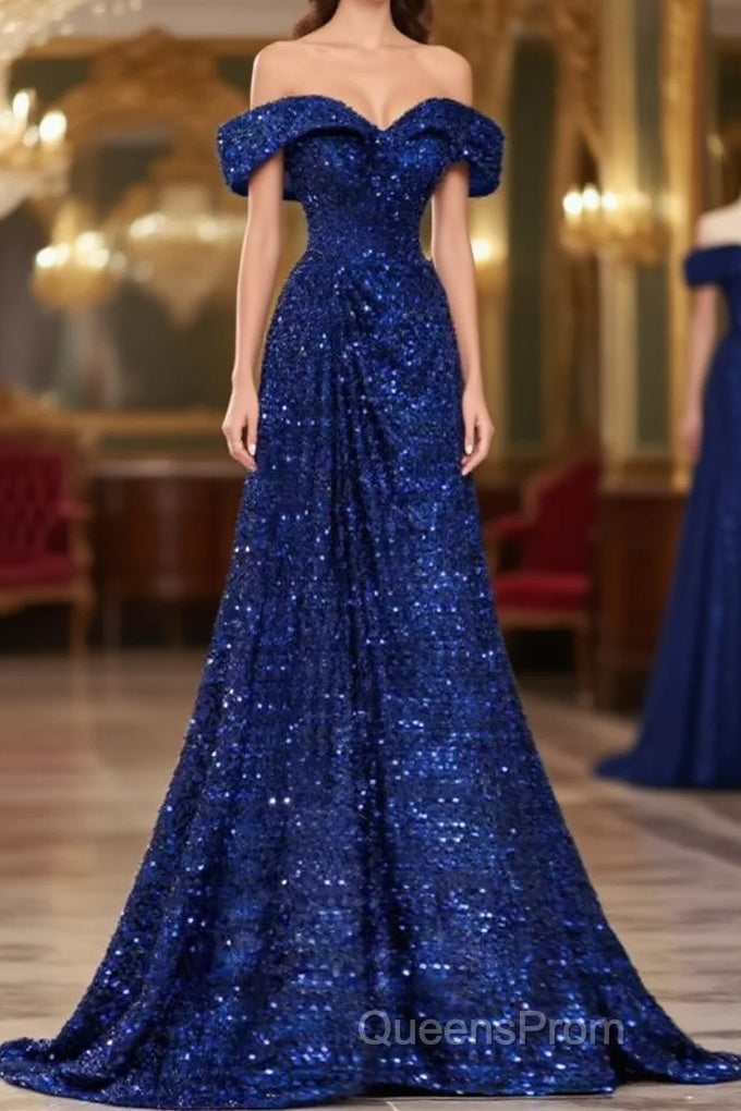 Elegant A Line Off The Shoulder Royal Blue Evening Prom Dress Formal Evening Dress Main image