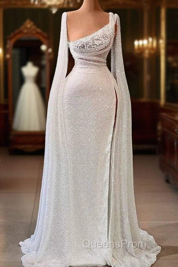 Elegant A-line Sequins Split Bridal Dress With Beads Main image