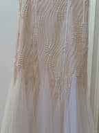 Elegant A-Line Strap Pearl Tulle Long Classy Prom Dress