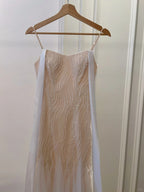 Elegant A-Line Strap Pearl Tulle Long Classy Prom Dress