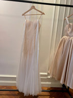 Elegant A-Line Strap Pearl Tulle Long Classy Prom Dress