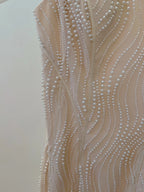 Elegant A-Line Strap Pearl Tulle Long Classy Prom Dress