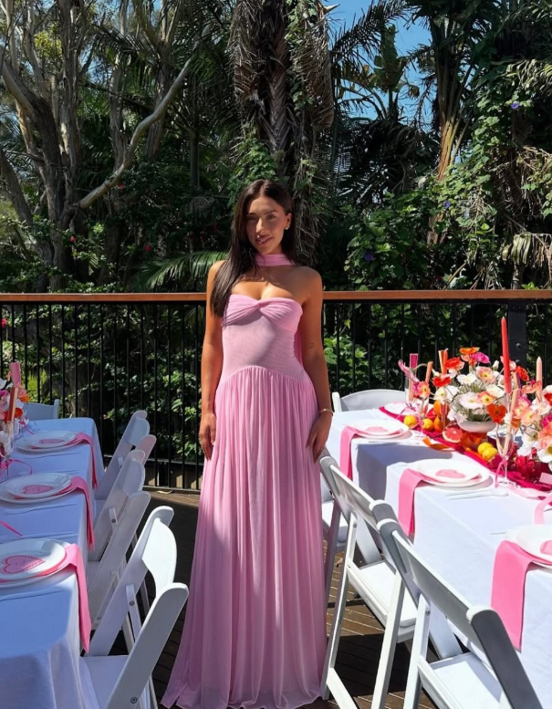 Elegant A Line Sweetheart Pink Chiffon Long Classy Prom Dress Party Dress Summer 20Th Birthday Outfits 18Th Birthday Dress