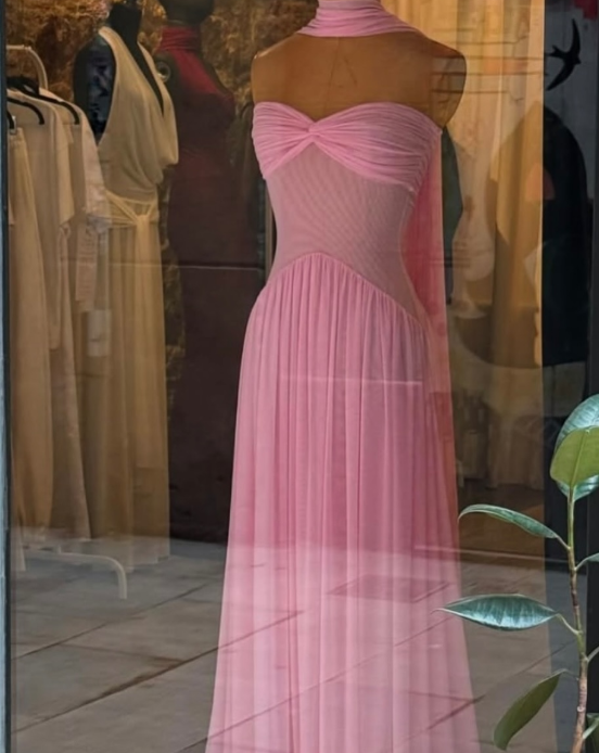 Elegant A Line Sweetheart Pink Chiffon Long Classy Prom Dress Party Dress Summer 20Th Birthday Outfits 18Th Birthday Dress