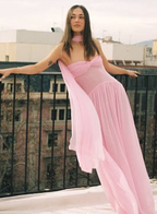 Elegant A Line Sweetheart Pink Chiffon Long Classy Prom Dress Party Dress Summer 20Th Birthday Outfits 18Th Birthday Dress