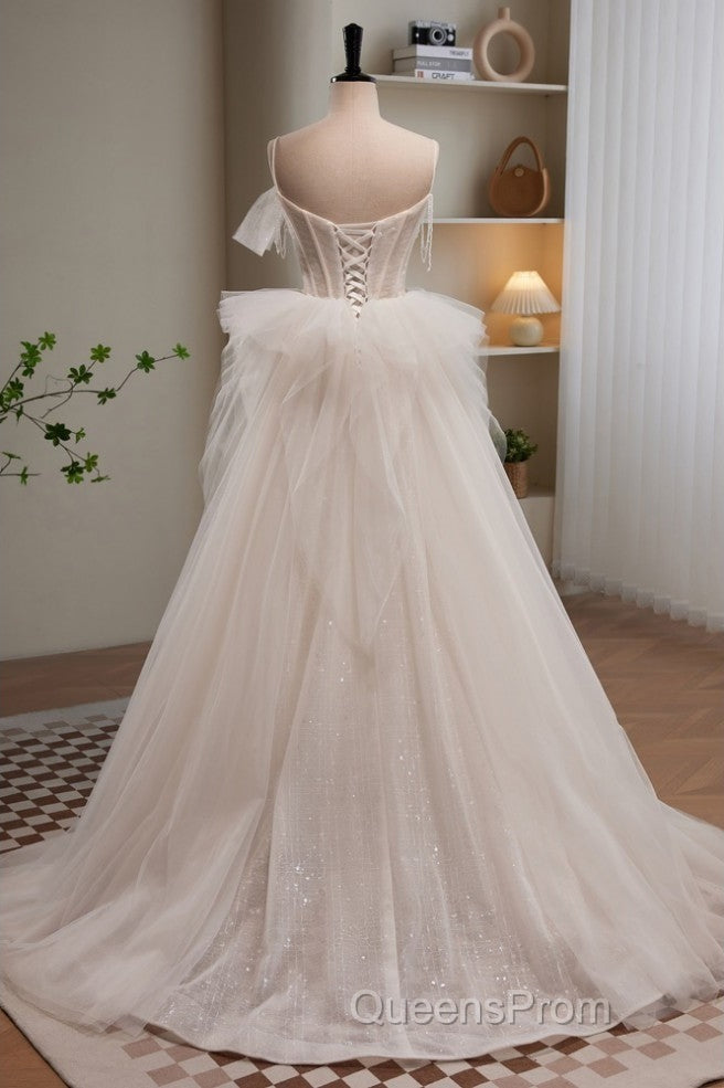 Elegant And Noble Ivory Sleeveless Off Shoulder Beaded Bow Evening Dress Ivory Thin Shoulder Strap Off Back Strap Evening Prom Dress