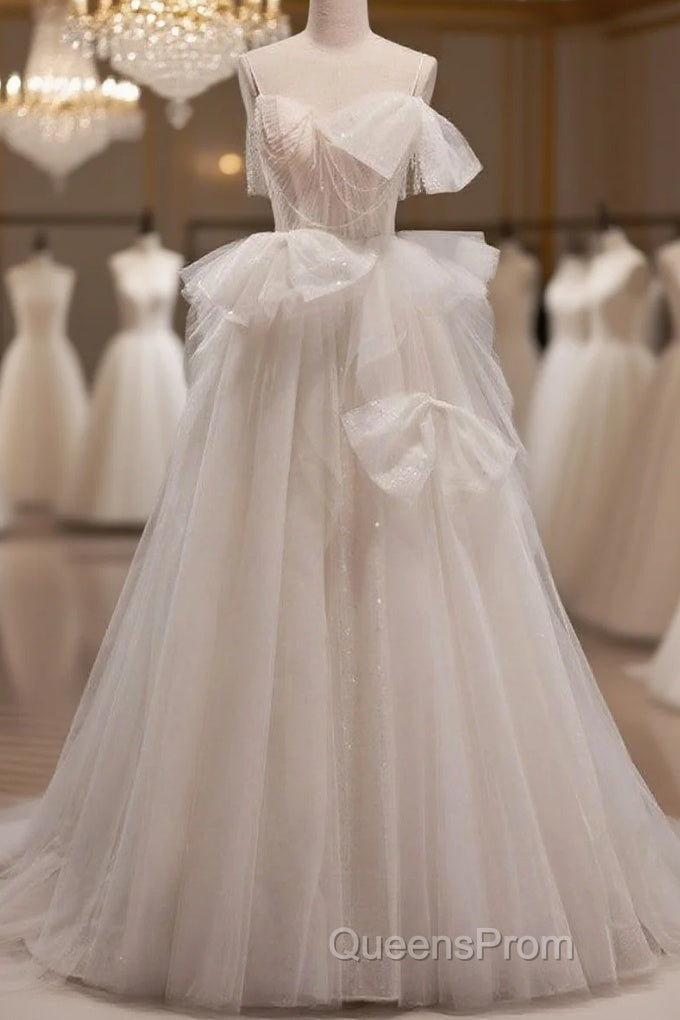 Elegant And Noble Ivory Sleeveless Off Shoulder Beaded Bow Evening Dress Ivory Thin Shoulder Strap Off Back Strap Evening Prom Dress Main image