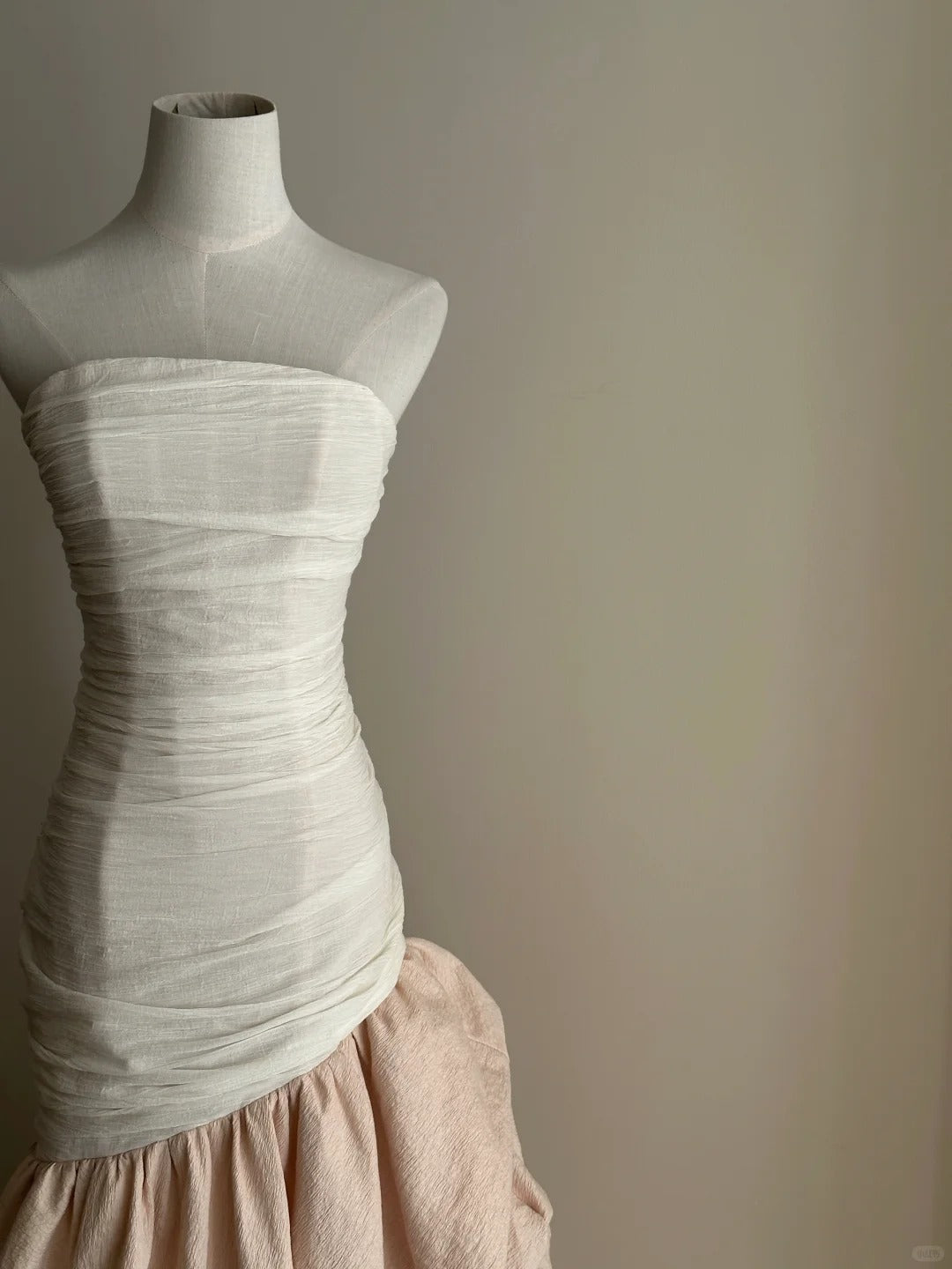 Elegant And Retro Pink And White Irregular Tulle Long Classy Prom Dress Wedding DressP4026