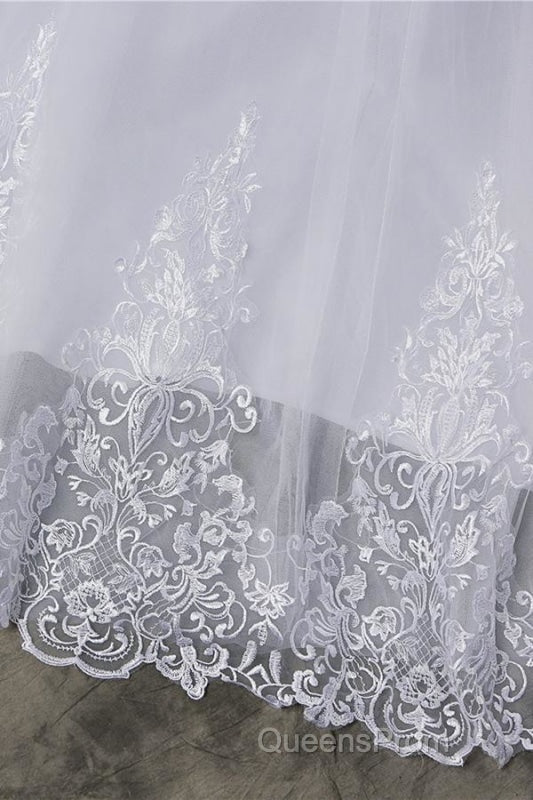 Elegant Appliques Lace Tulle A-line Wedding Dress