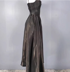 Elegant Black A-Line Spaghetti Strap Satin Long Classy Prom Dress
