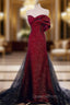 Elegant Black And Red Sweetheart Mermaid Long Evening Prom Dress, Red Evening Dress