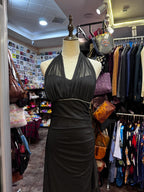Elegant Black Mermaid Halter Neck Chiffon Long Classy Prom Dress