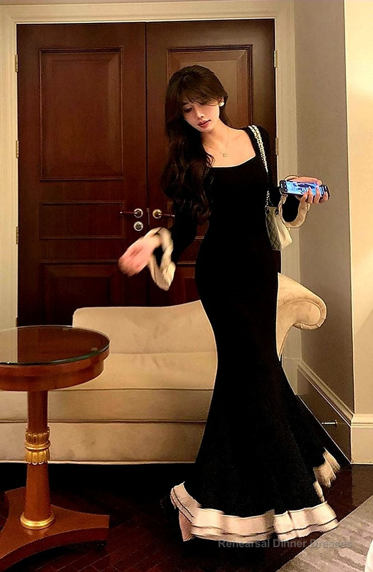 Elegant Black Mermaid Long Evening Dresses Party Long Dress Main image