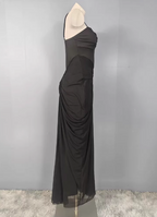 Elegant Black Mermaid Spaghetti Strap Ruched Chiffon Long Classy Prom Dress