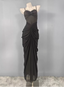 Elegant Black Mermaid Spaghetti Strap Ruched Chiffon Long Classy Prom Dress